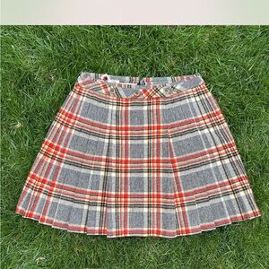 Vintage Peck & Peck Plaid Women's Skirt in Orange/Red, Gray and Black